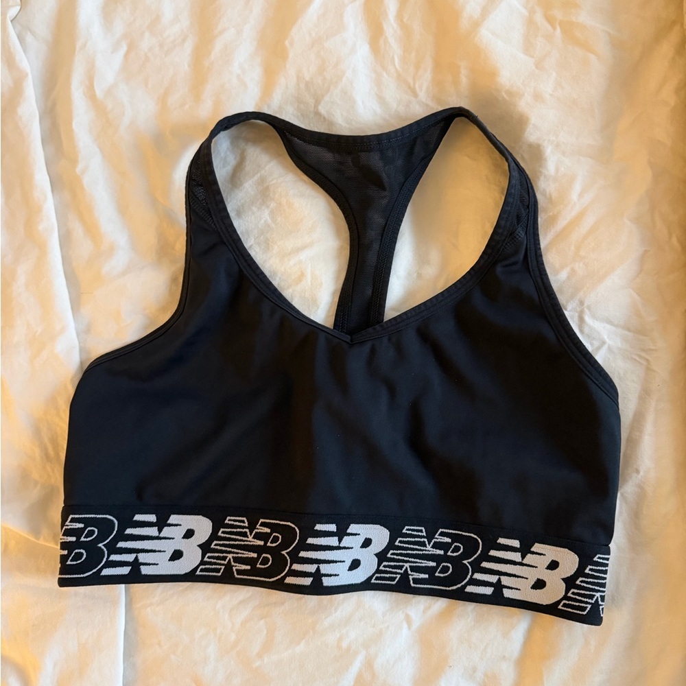 New Balance Black Sports Bra with Logo Band